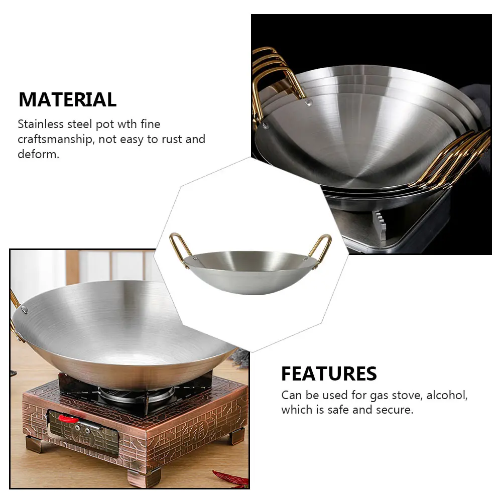 Non Stick Stainless Steel Pot Thickened Household Hot Pot Cookware Alcohol Pan Gas Stove Use Steamer Container