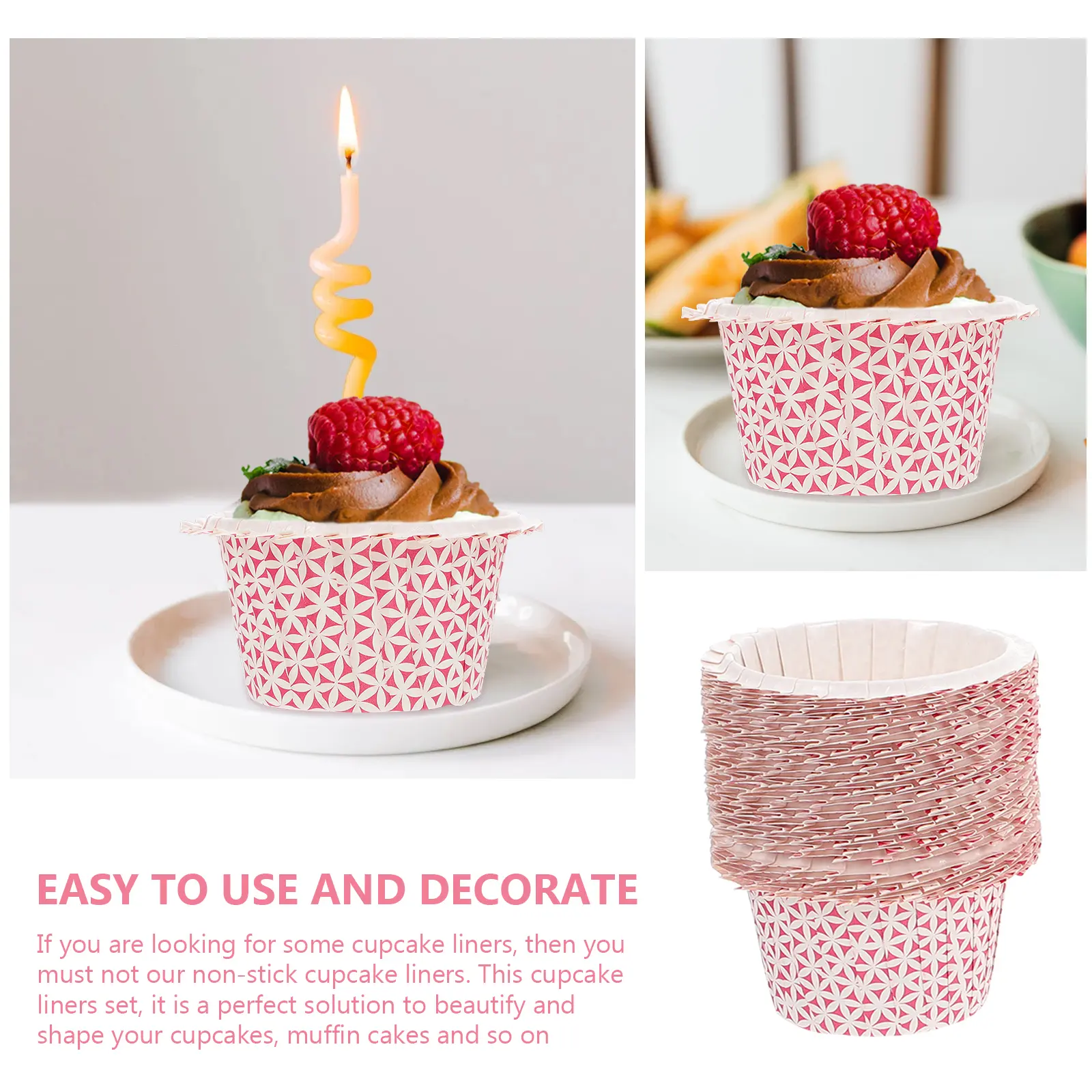 50pcs Lace Cake Cup Chocolate Baking Cups Cupcake Liners Greaseproof Paper Food Grade Safe Hygienic High Temperature Resistance
