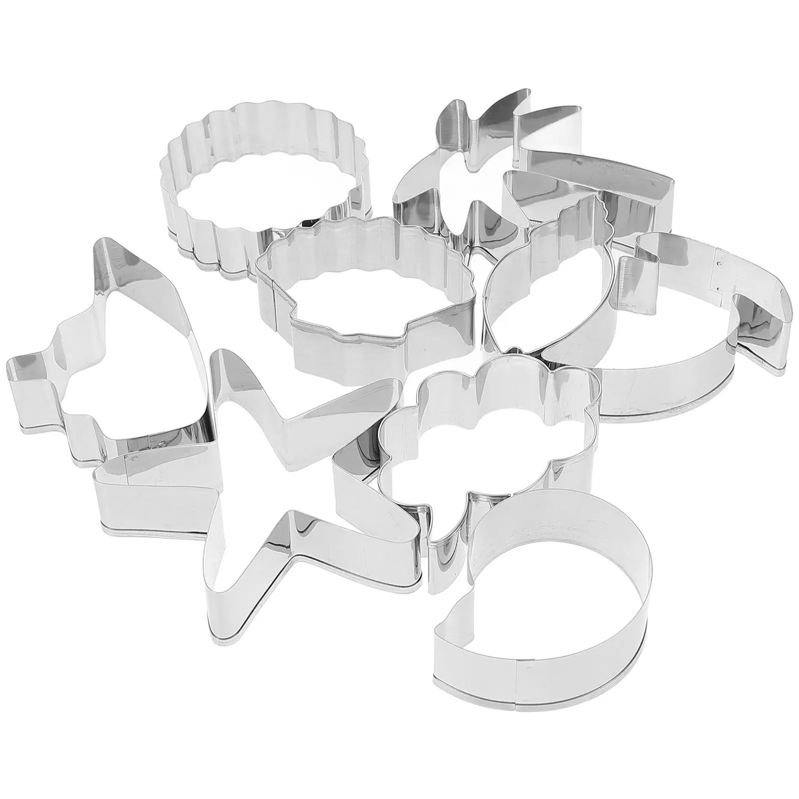 9 Pcs Cookie Set Stainless Steel Baking Molds Holiday Cookie Crabs Shell Holiday Tools