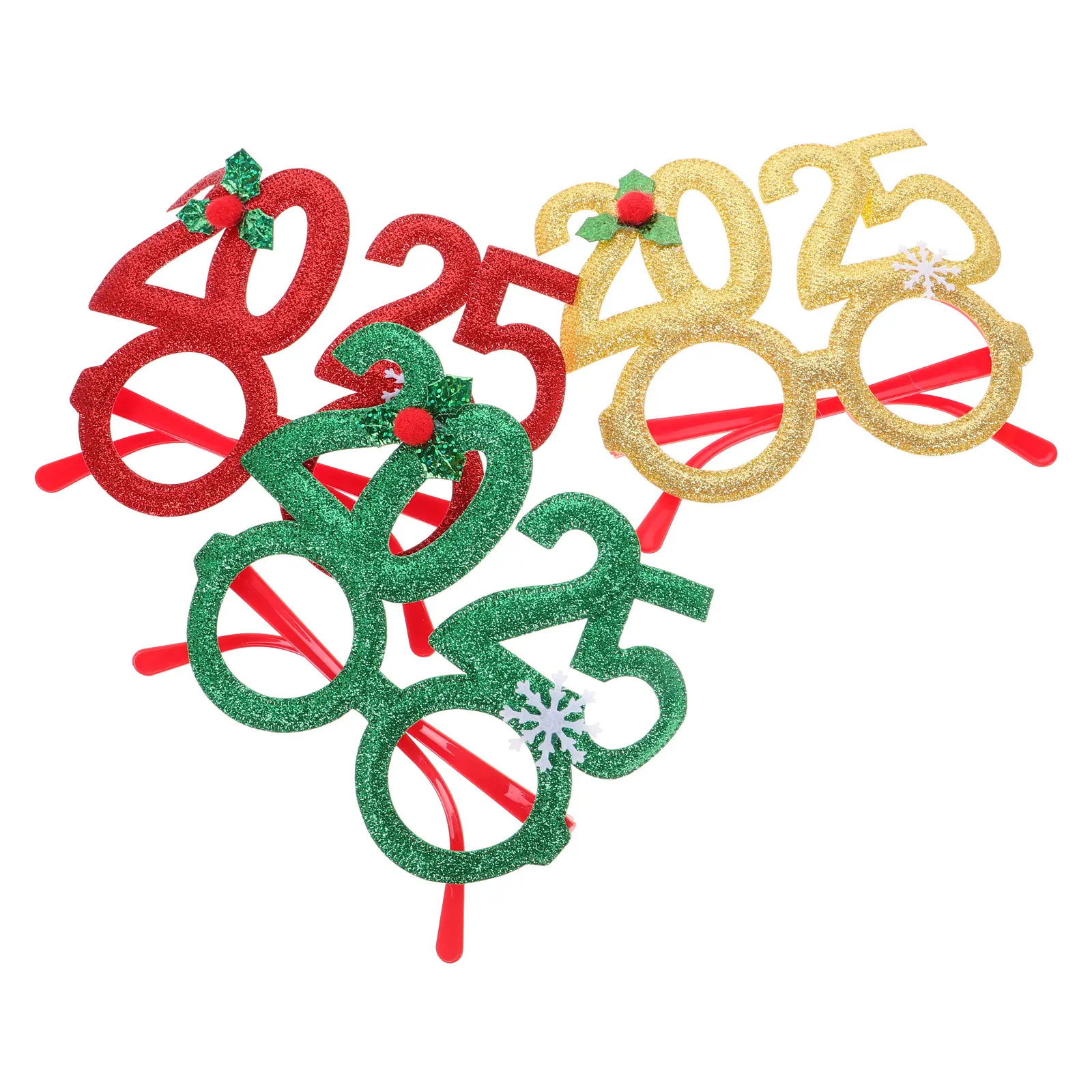 3Pcs NewYearPartyGlasses StylishBlackGoldFrame PhotoBoothProps HappyNewYearDecorations 2025Supplies PartyAccessories