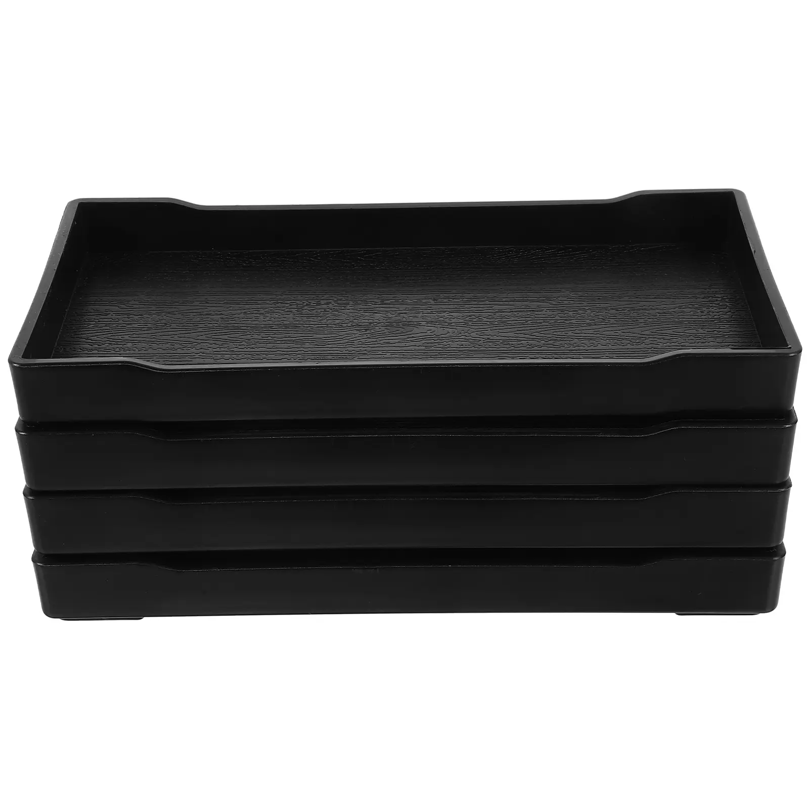 4pcs Black Bathroom Storage Tray Rectangular Vanity Counter Plate Hotel Supply Towel Holder Daily Use Toiletries Multi-function