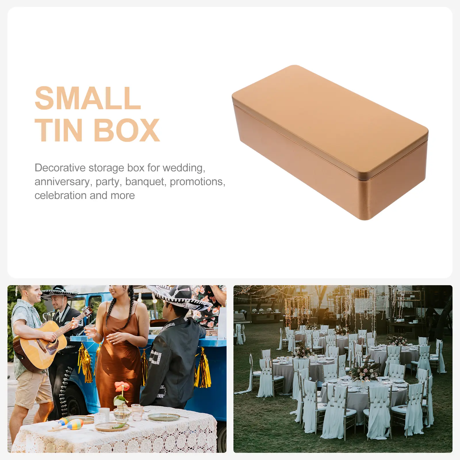 2Pcs Iron Boxes for Tea Storage Lightweight Practical Gift Containers Tinplate Candy Cans Wedding Anniversary