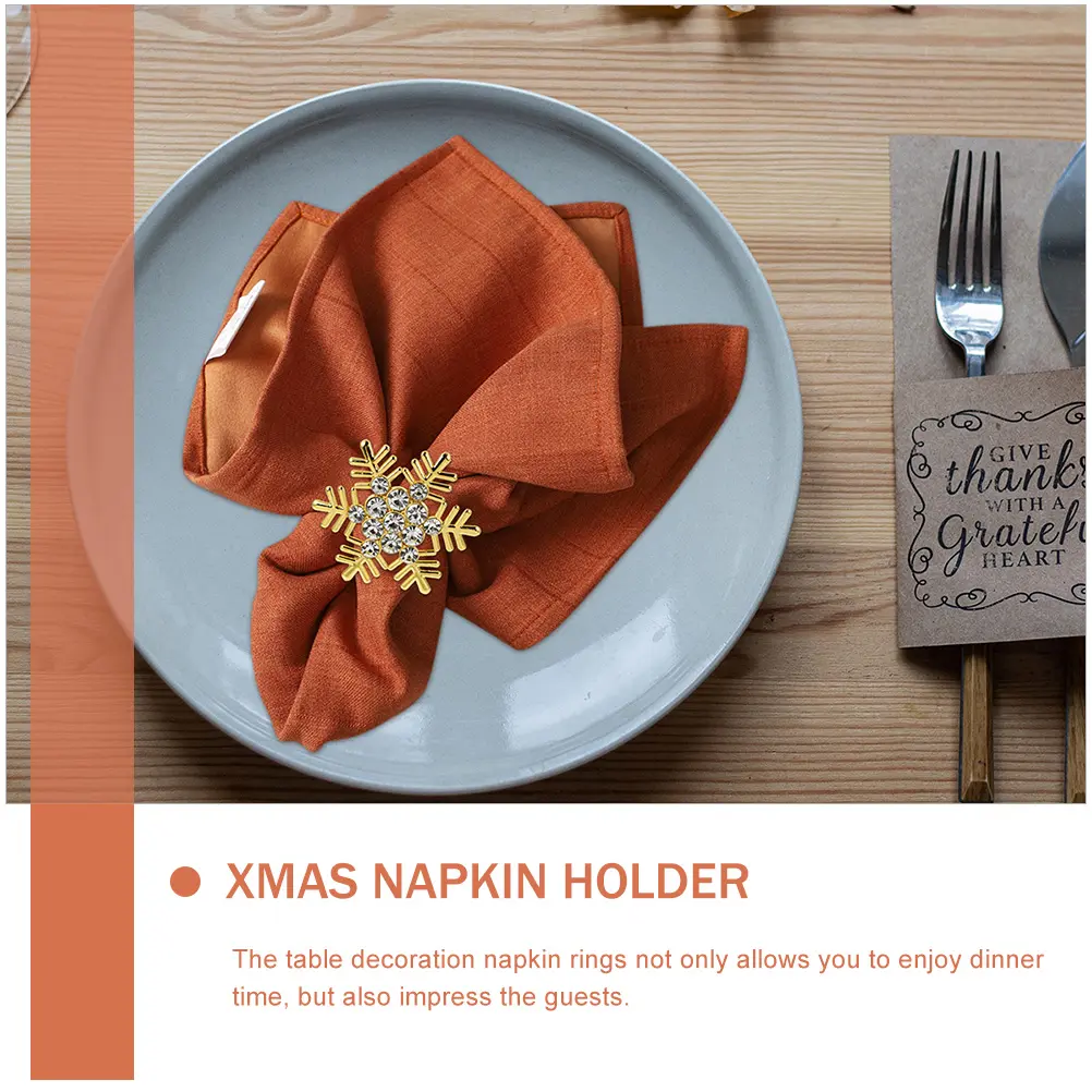 6Pcs Snowflake Napkin Rings Rhinestone Xmas Table Decorations Festive Party Supplies Restaurant Accessories