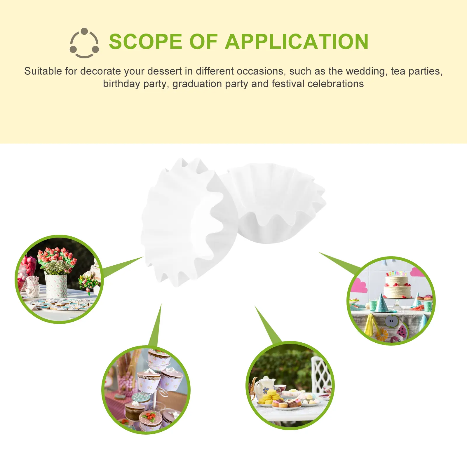 100 Pcs Cake Paper Cups Flower Shaped Dessert Holders Coated Baking Mini Chiffon Bread Accessories Elegant Style Disposable