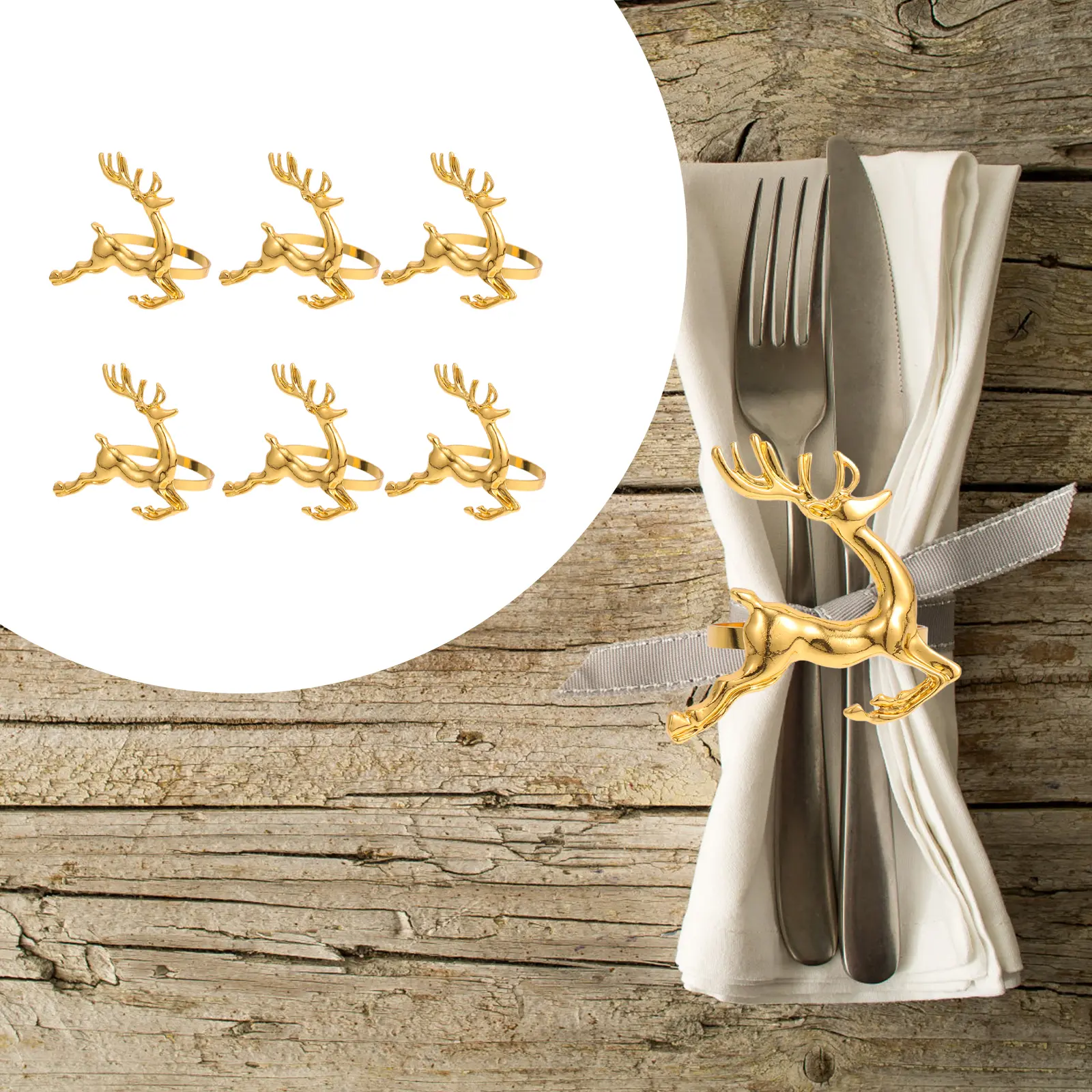 6 Pcs Decorative Napkin Rings Holder Christmas Creative Elk Shaped Buckle Alloy Buckles Festive Bright Color