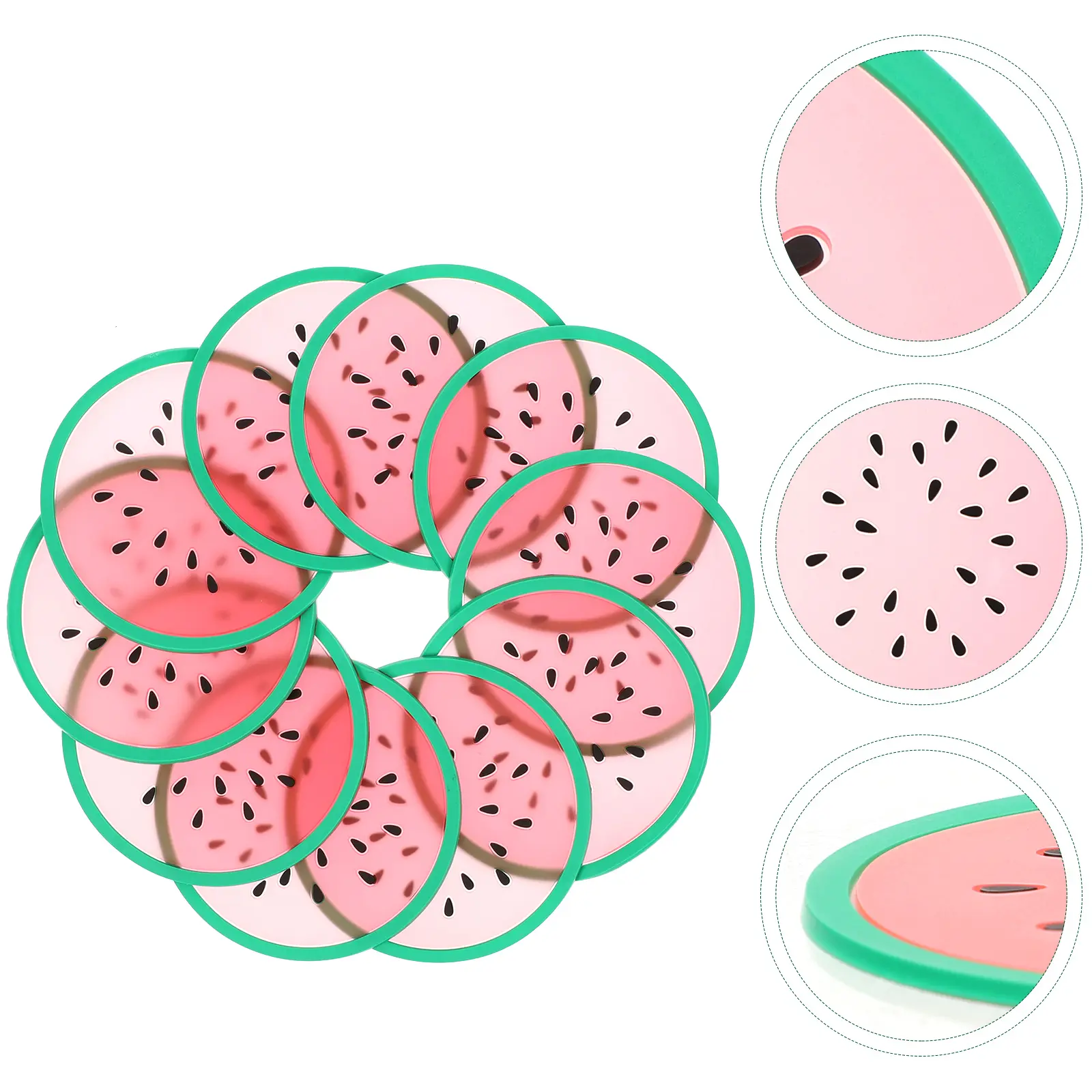 10pcs Fruit Shaped Coasters Heat Resistant Cup Mats Non Slip Silica Gel Cute for Desktop Decor Table Protection Coffee Tumbler