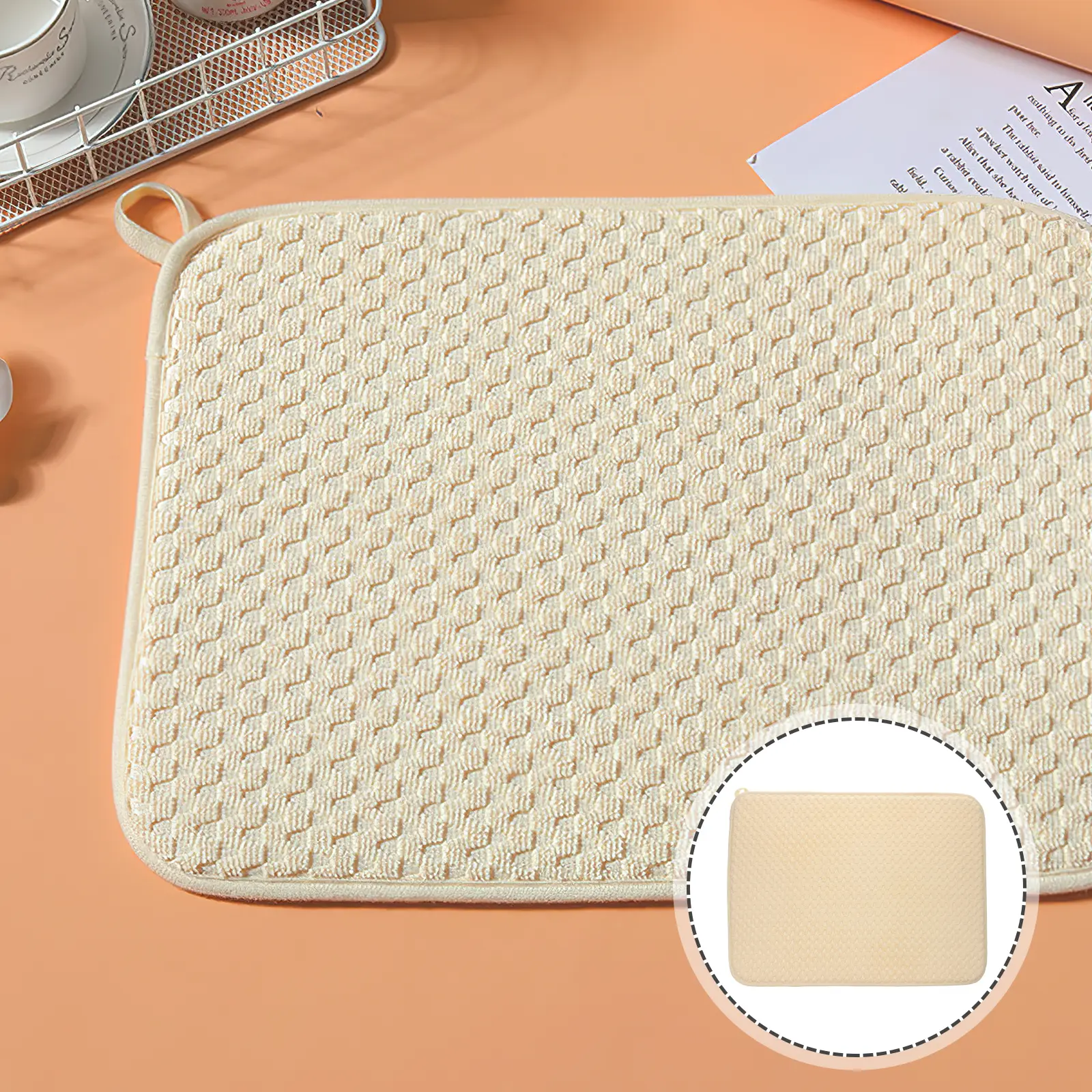 Dish Drying Mat Kitchen Countertop Pad Microfiber Wear Resistant Reusable Water Absorption Safe Healthy Practical Home Shop