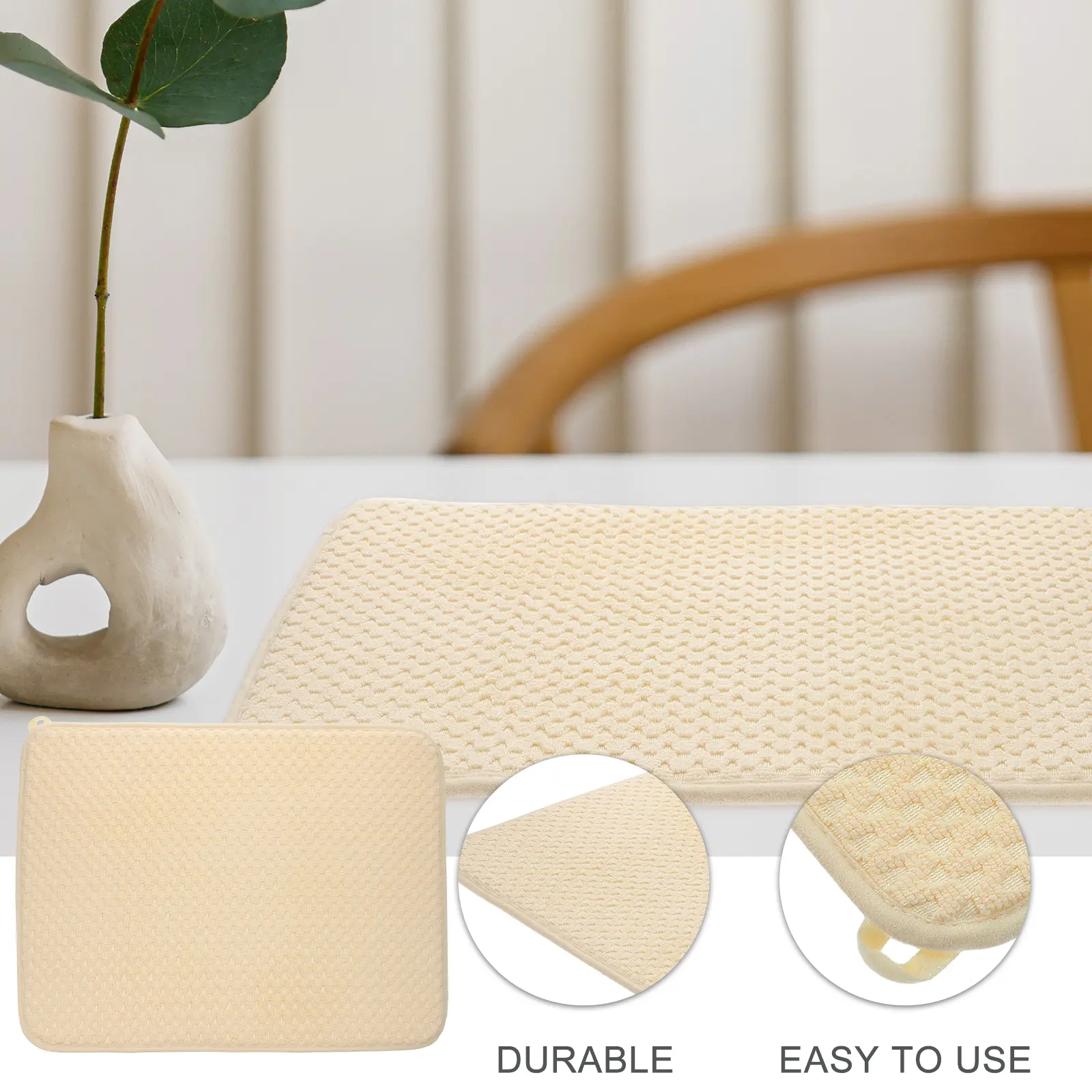 Dish Drying Mat Kitchen Countertop Pad Microfiber Wear Resistant Reusable Water Absorption Safe Healthy Practical Home Shop
