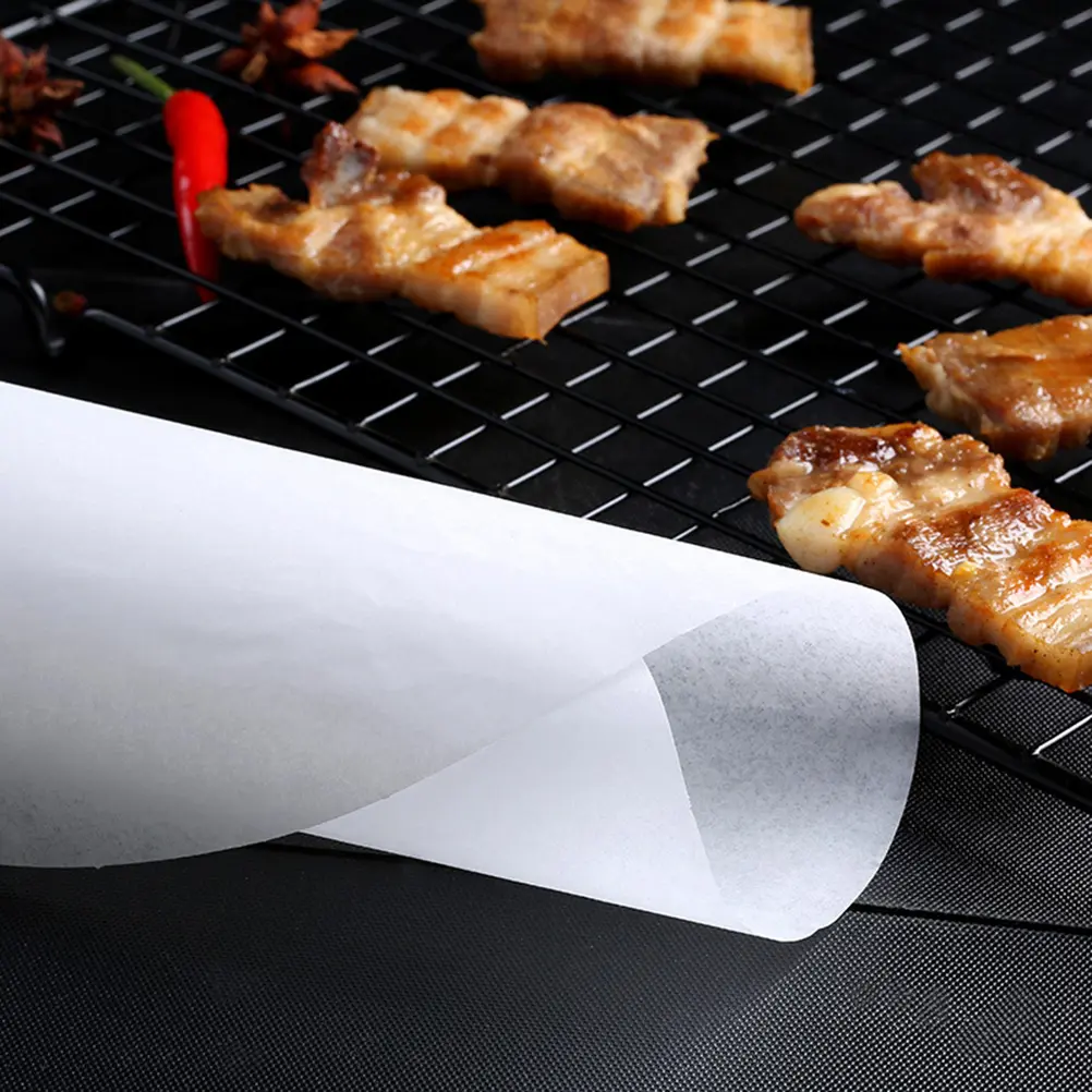 50 Pcs BBQ Bake Greaseproof Bleached Stick Non Barbecue Baking Supplies Round Stencil