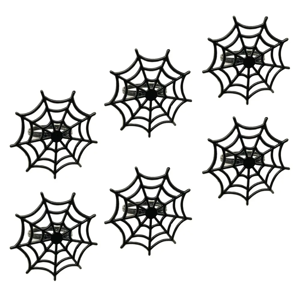 6 pcs Napkin Rings Spider Net Design Halloween Party Decoration Hotel Restaurant Home Use Mysterious Atmosphere Serviette