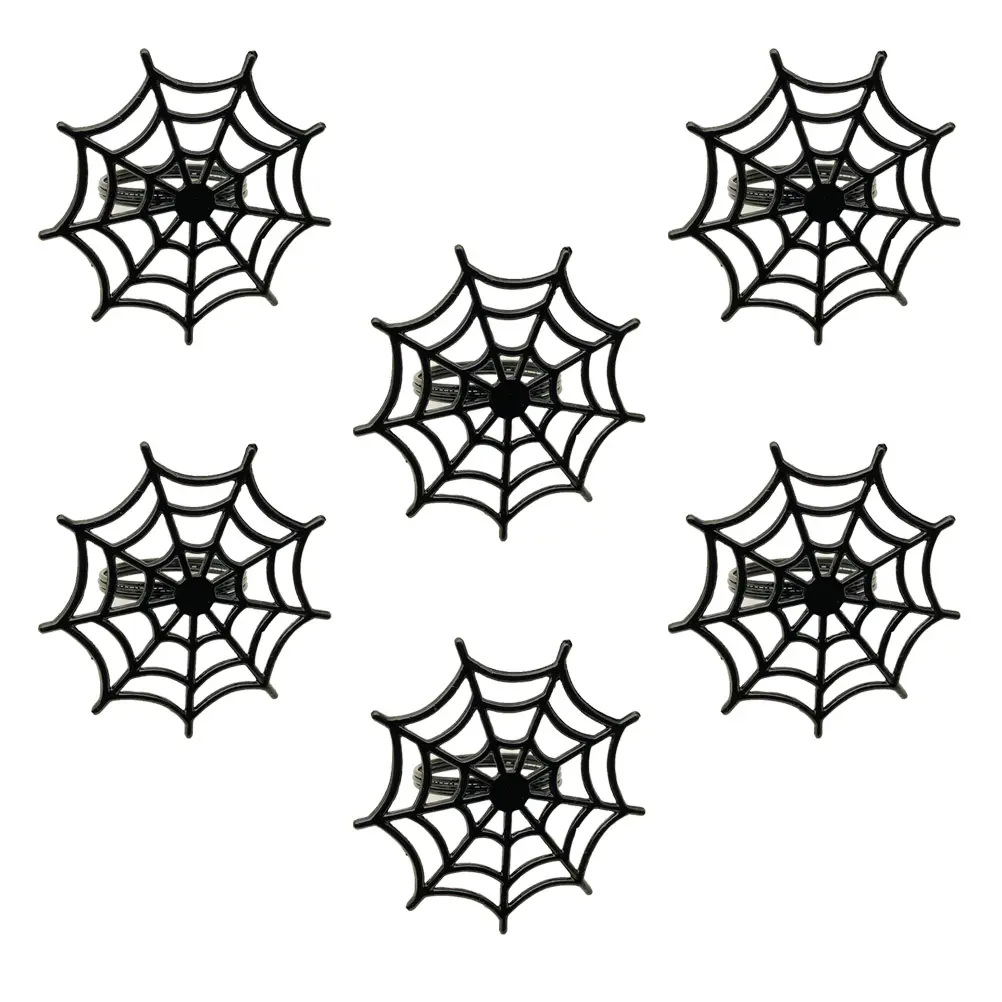 6 pcs Napkin Rings Spider Net Design Halloween Party Decoration Hotel Restaurant Home Use Mysterious Atmosphere Serviette