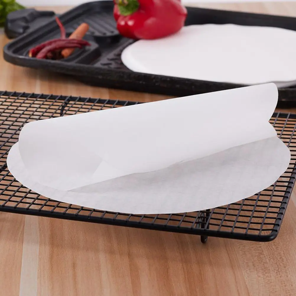50 Pcs BBQ Bake Greaseproof Bleached Stick Non Barbecue Baking Supplies Round Stencil