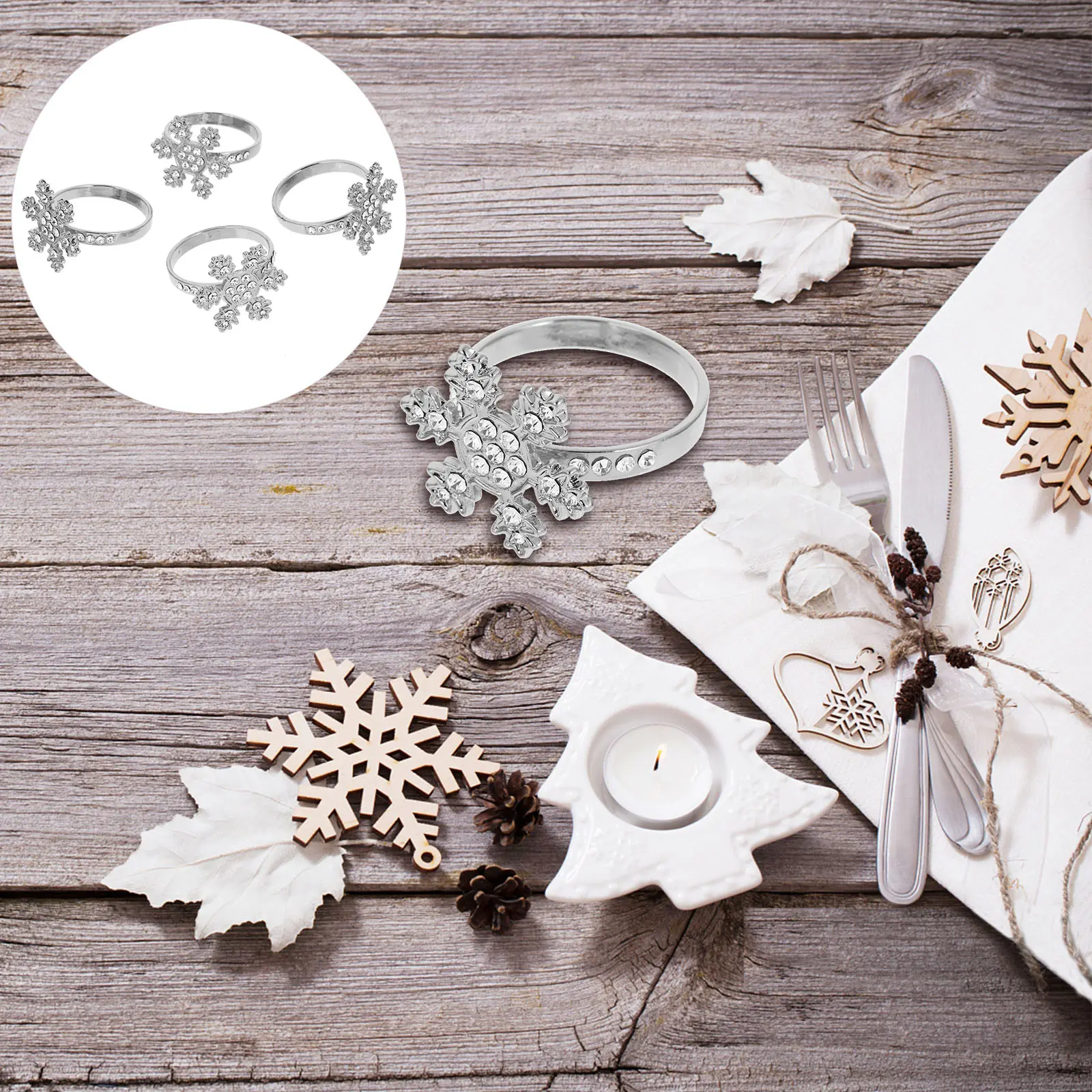 4Pcs Snowflake Napkin Rings Elegant Christmas Decorations Stylish Party Supplies Wedding Table Accessories Bright Color