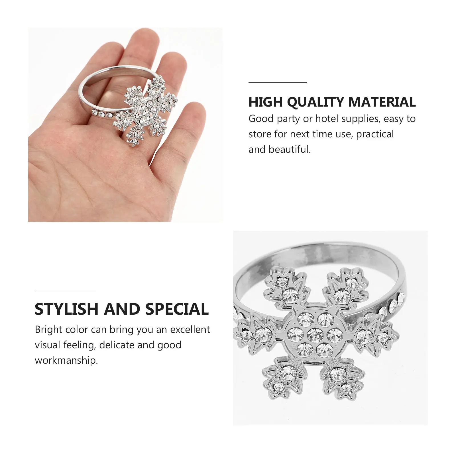 4Pcs Snowflake Napkin Rings Elegant Christmas Decorations Stylish Party Supplies Wedding Table Accessories Bright Color