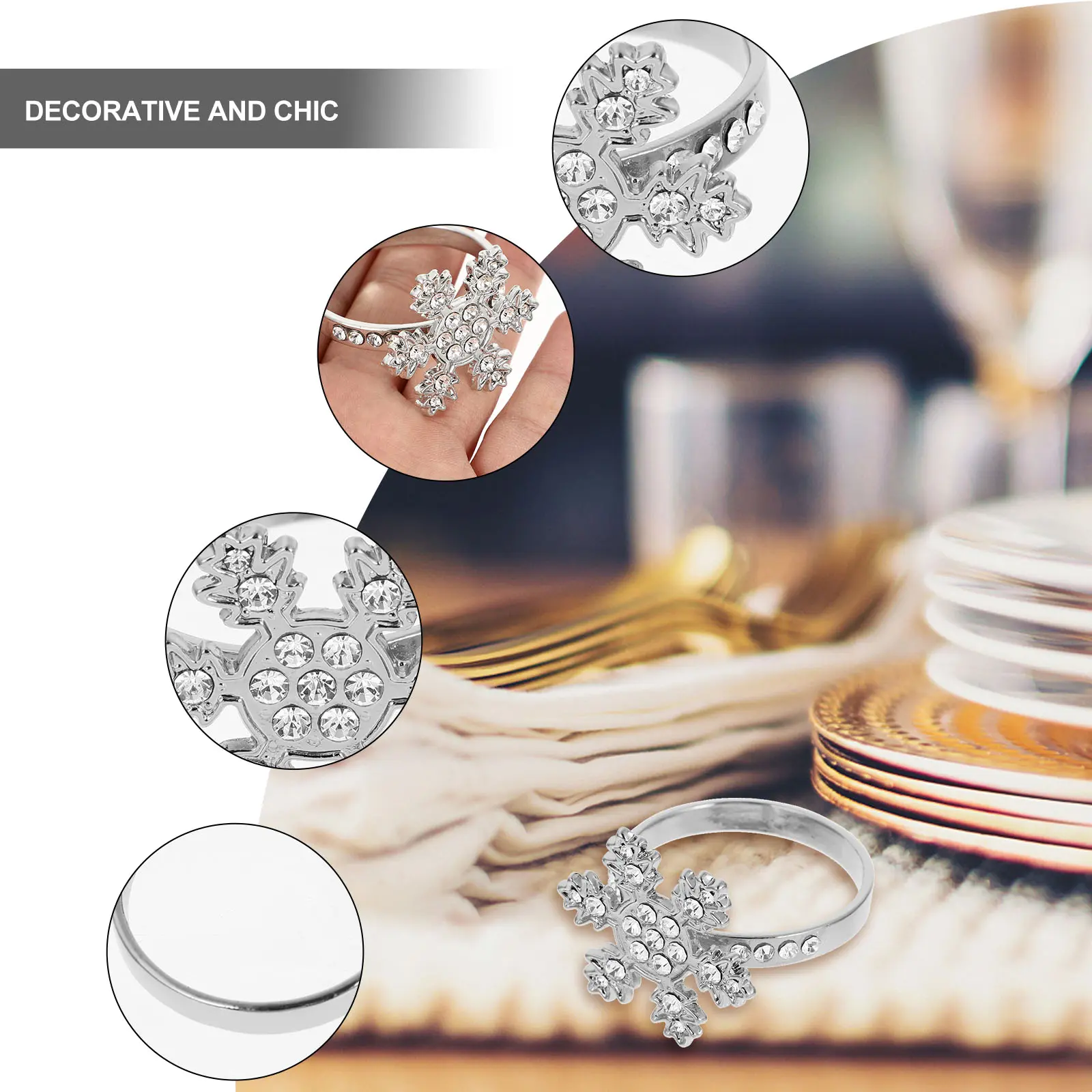 4Pcs Snowflake Napkin Rings Elegant Christmas Decorations Stylish Party Supplies Wedding Table Accessories Bright Color