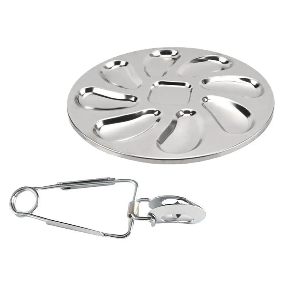 1 set Stainless Steel Oyster Plate Food Grade Shellfish Serving Dish Non-Slip Rustproof Easy Clean Dishwasher Safe for Baking