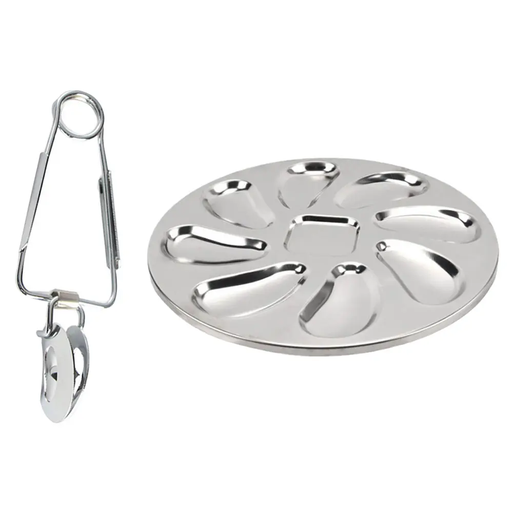 1 set Stainless Steel Oyster Plate Food Grade Shellfish Serving Dish Non-Slip Rustproof Easy Clean Dishwasher Safe for Baking