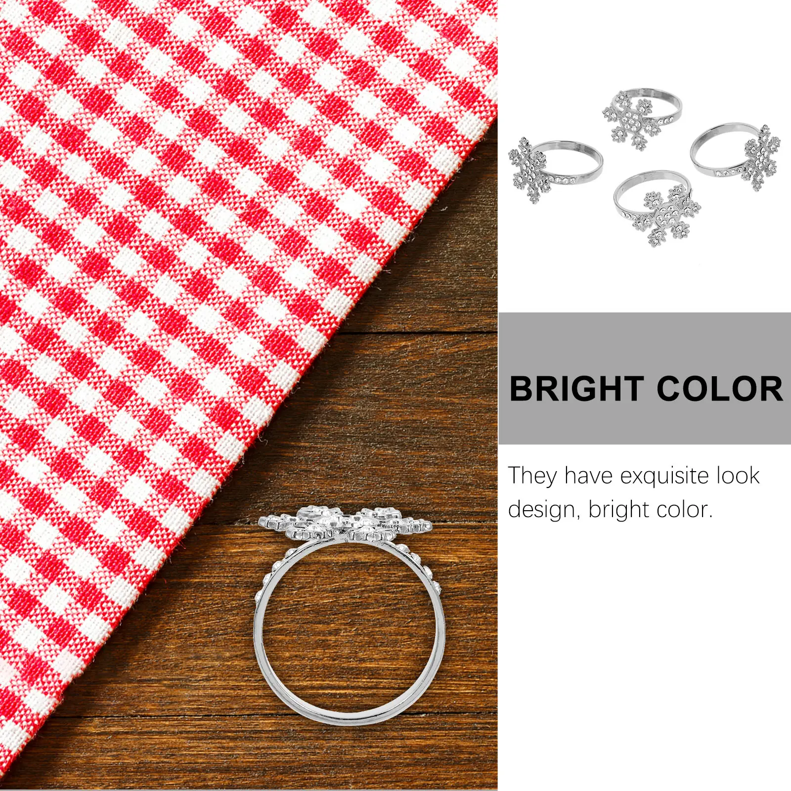 4Pcs Snowflake Napkin Rings Elegant Christmas Decorations Stylish Party Supplies Wedding Table Accessories Bright Color