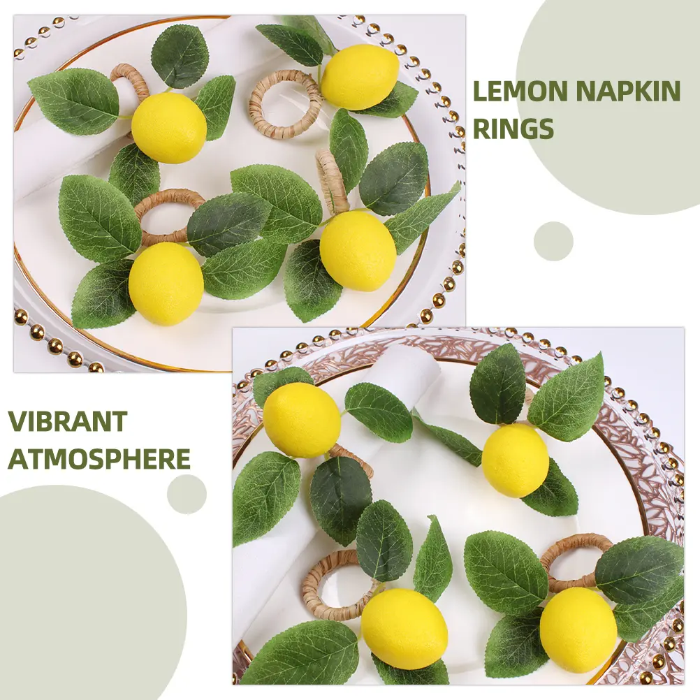 6pcs Lemon Napkin Rings Elegant Table Decor Easy Clean Family Gathering Hotel Banquet Cloth Napkins Stylish Serviette