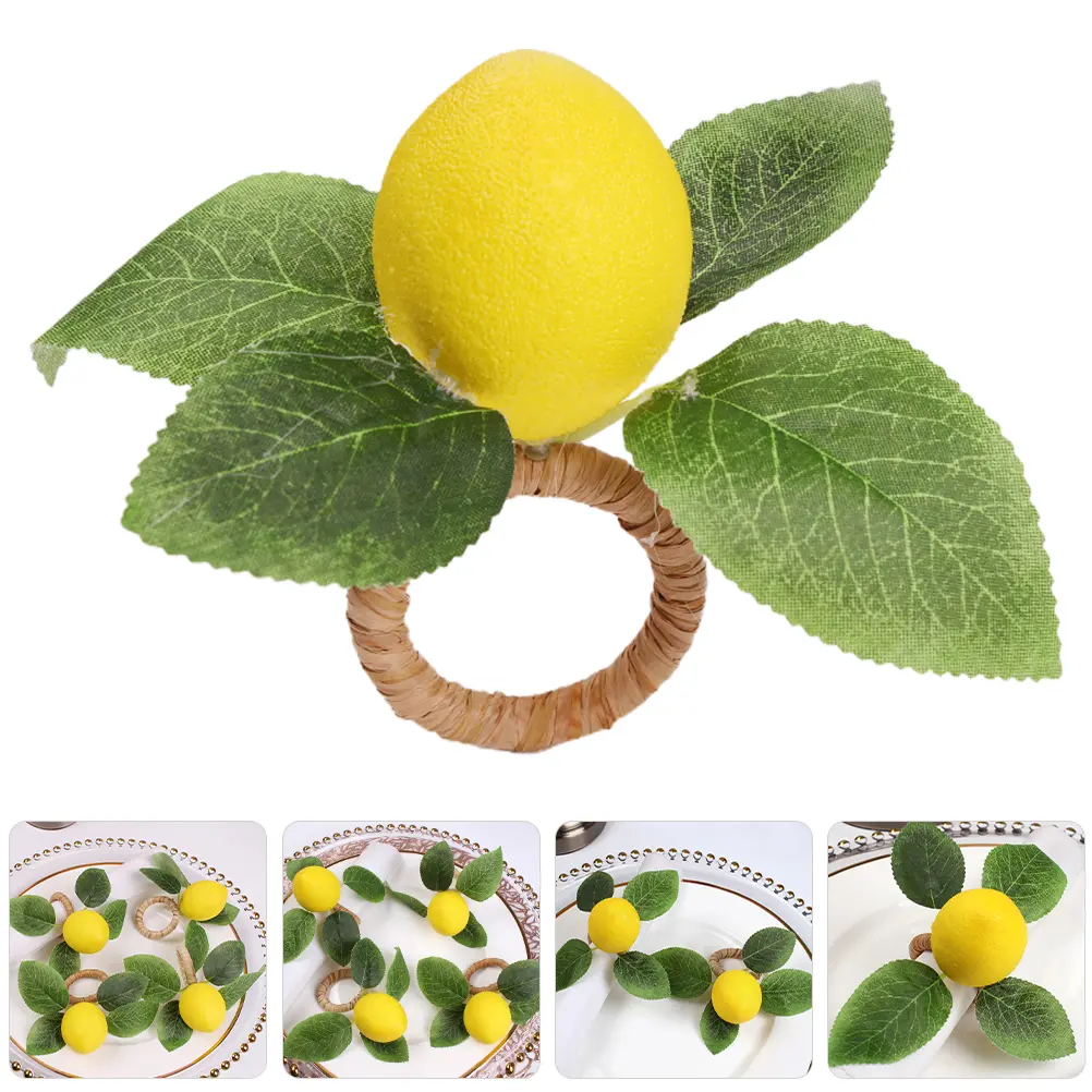 6pcs Lemon Napkin Rings Elegant Table Decor Easy Clean Family Gathering Hotel Banquet Cloth Napkins Stylish Serviette