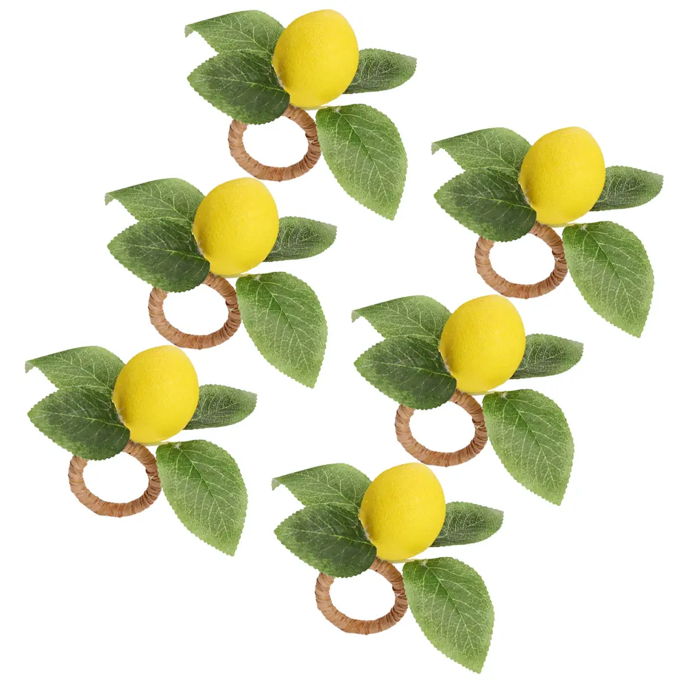 6pcs Lemon Napkin Rings Elegant Table Decor Easy Clean Family Gathering Hotel Banquet Cloth Napkins Stylish Serviette