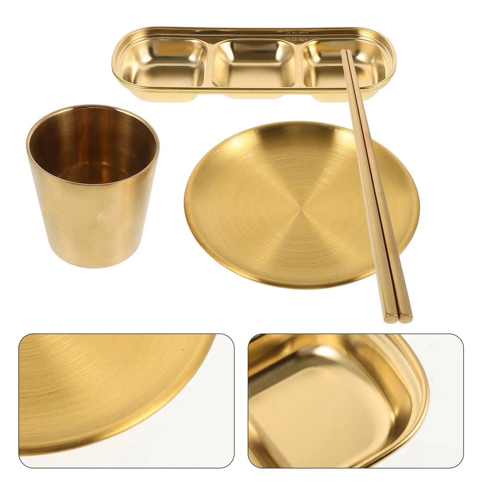 1 set Stainless Steel Tableware Set Dip Tray Dipping Sauce Bowls Serving Dish Divider Prep Container Combo For Family Restaurant