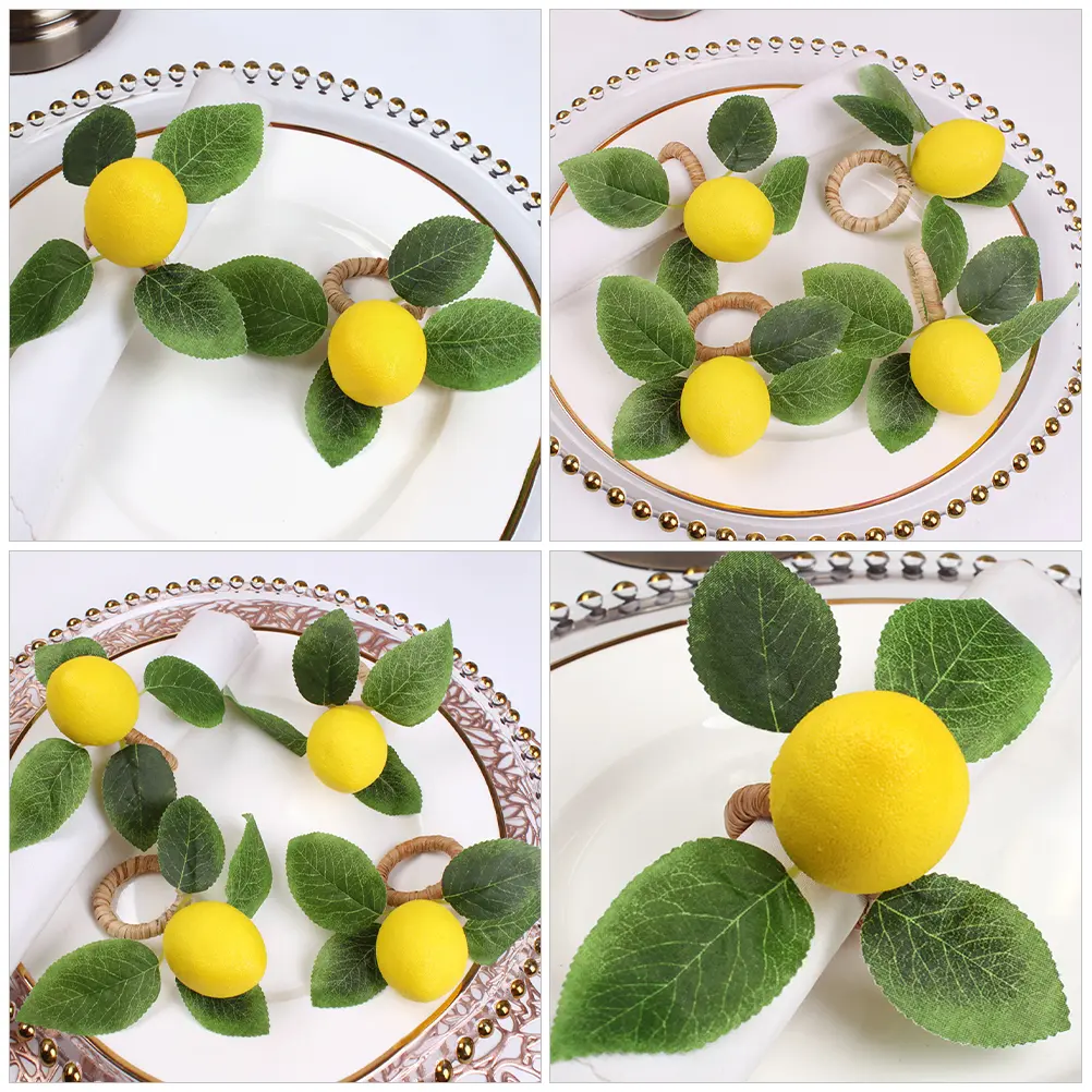 6pcs Lemon Napkin Rings Elegant Table Decor Easy Clean Family Gathering Hotel Banquet Cloth Napkins Stylish Serviette