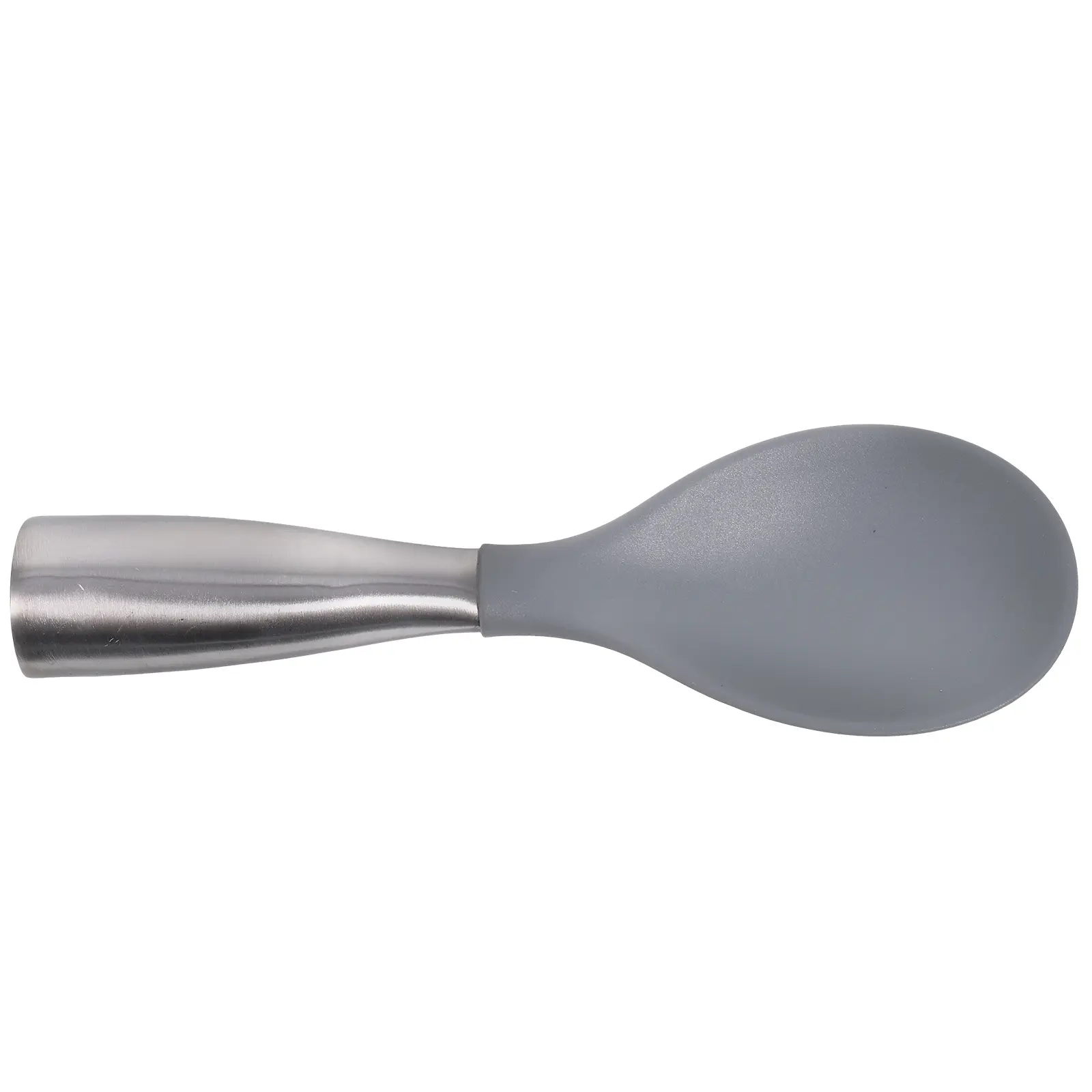 1pc Stainless Steel Handle Rice Spoon Large Size Kitchen Utensils Grey Silicone Scoop Easy Clean Practical Function Gifts