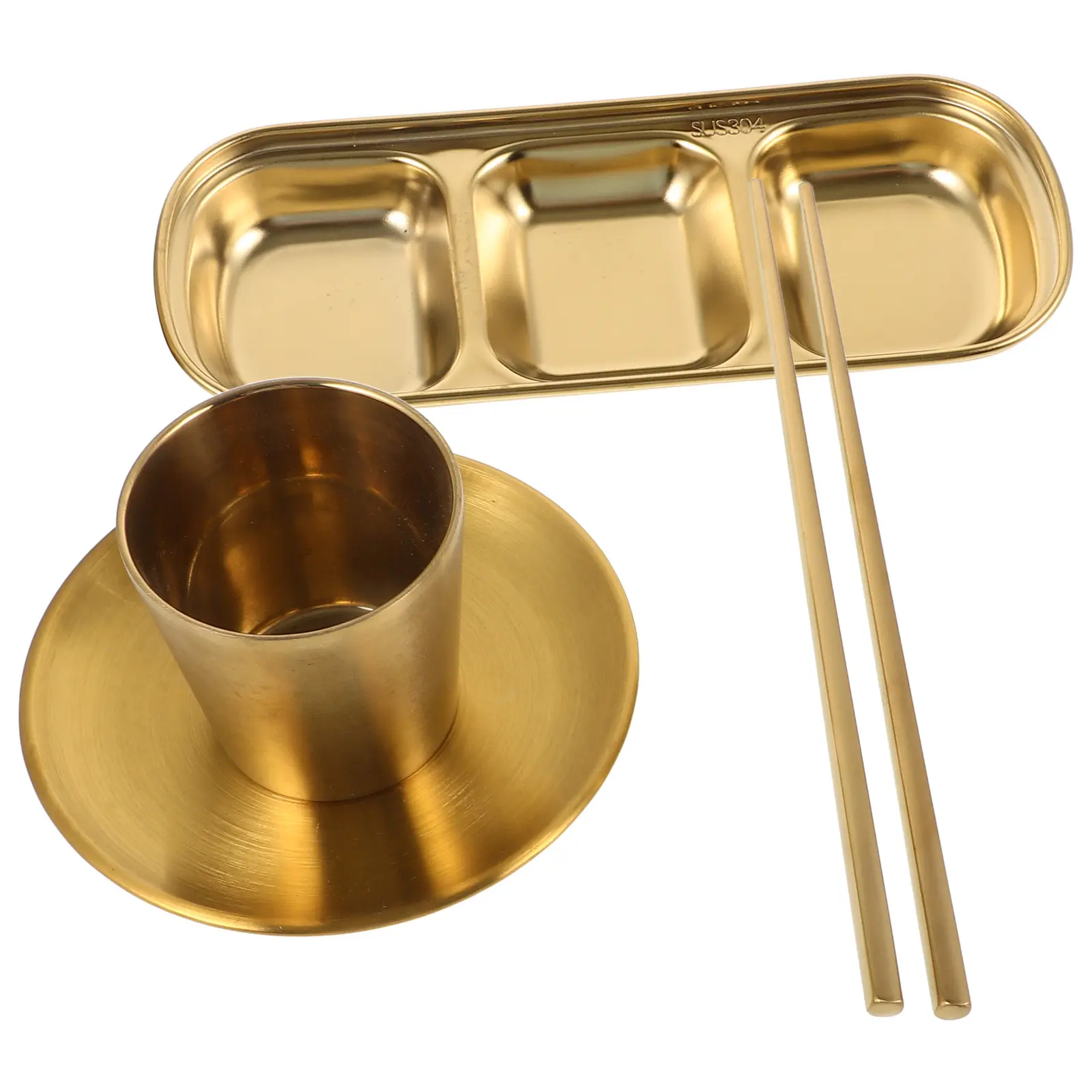 1 set Stainless Steel Tableware Set Dip Tray Dipping Sauce Bowls Serving Dish Divider Prep Container Combo For Family Restaurant