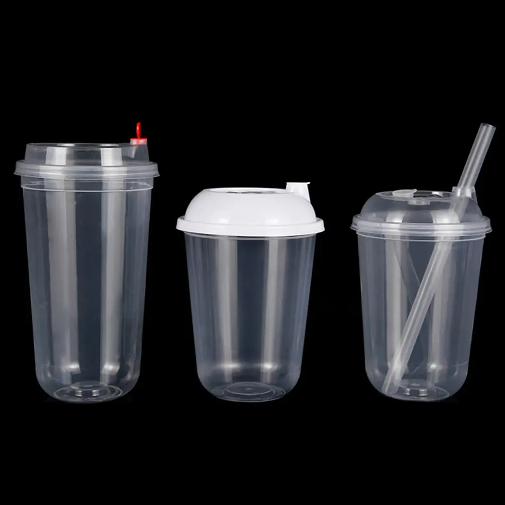 20 Pcs Disposable U Shaped Cups Plastic Juice Tea Coffee Cups Food Grade PP Material Safe for Parties