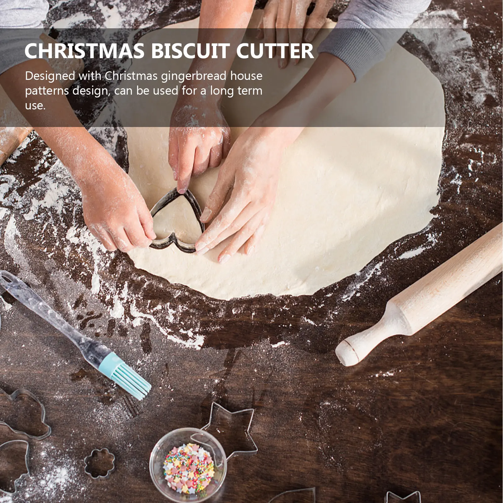 Stainless Steel Biscuit Mold Christmas Gingerbread House Baking Cookie Decor Fruit Fruit Kitchen Supplies