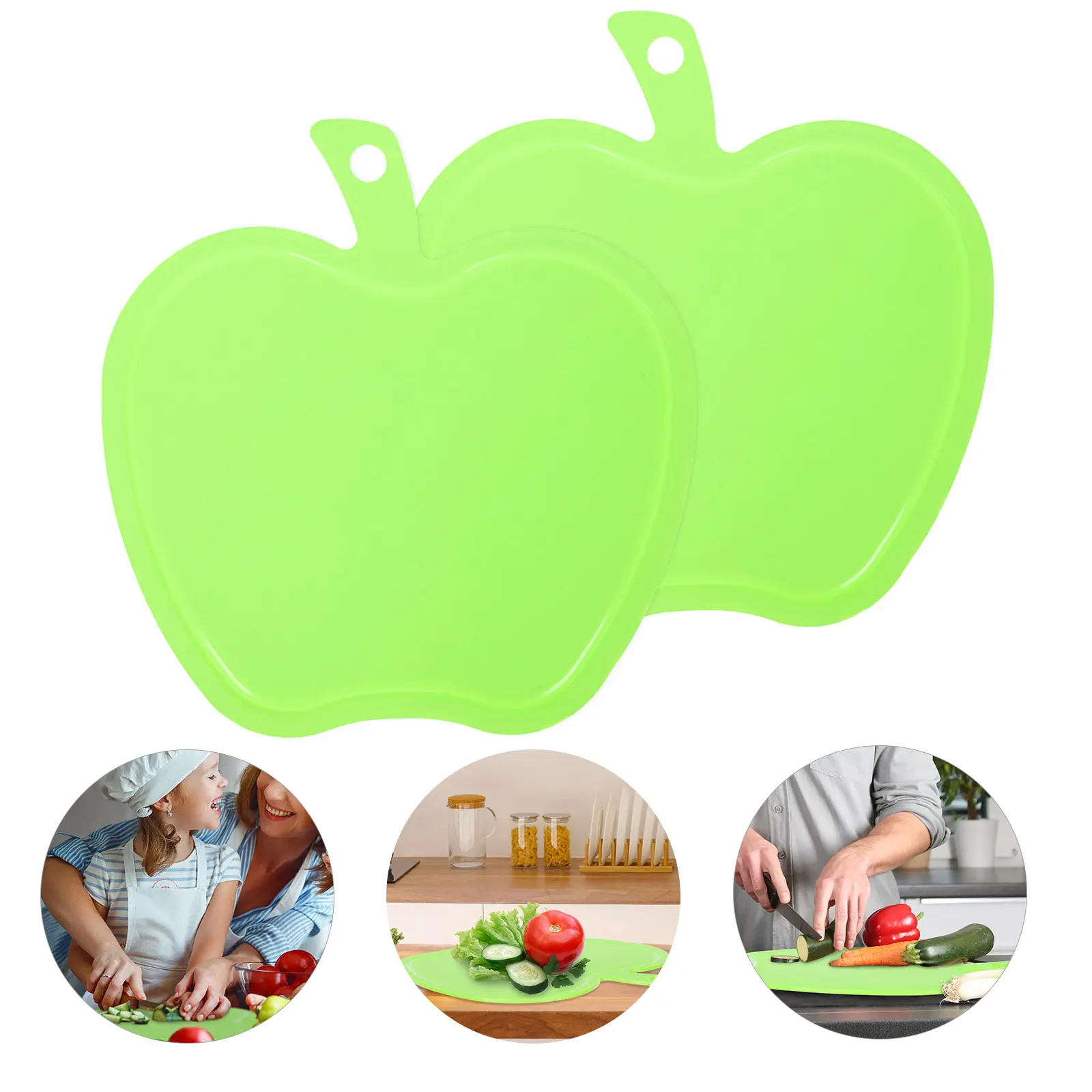 2pcs Apple Cutting Board High-Density Plastic Heat-Resistant Dishwasher-Safe Hanging Kitchen Board for Meat Fruit