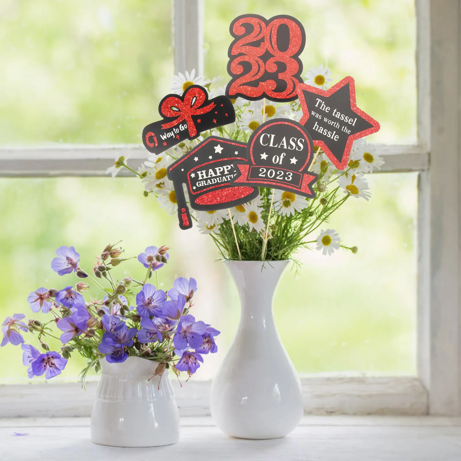 Cake Insert Graduation Decorations Flower Container Diy Cards Vase Paper Cup Centerpieces for Tables