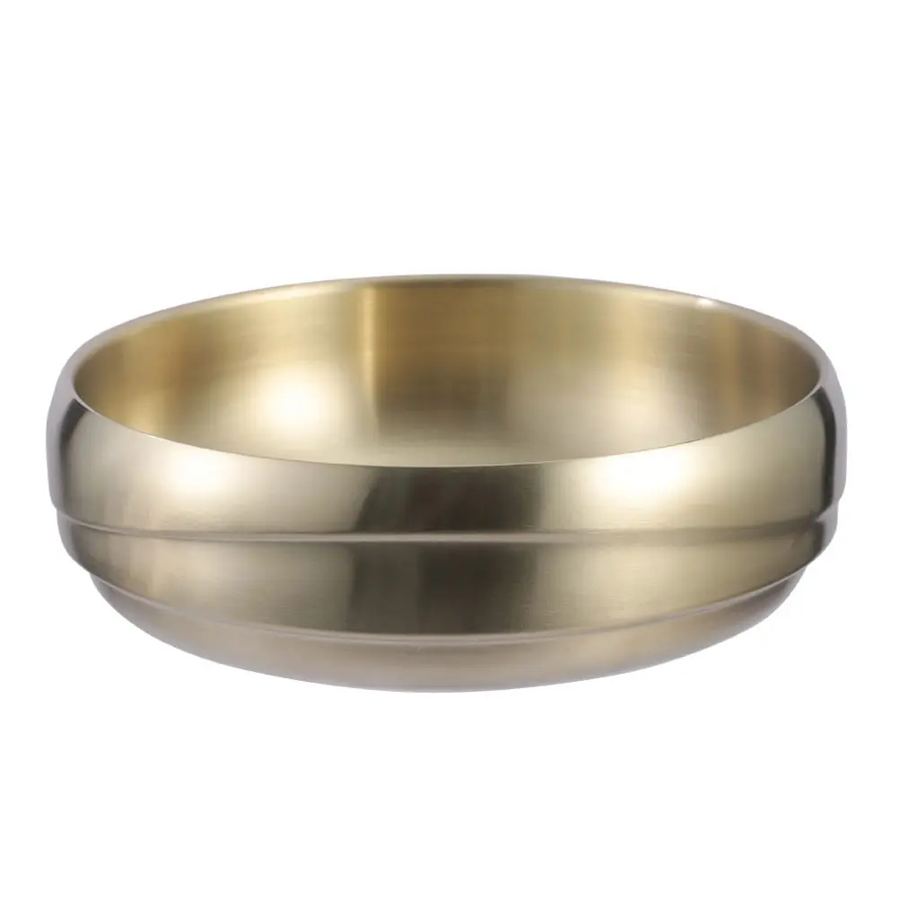 Cold Noodle Bowl Salad Ramen Stainless Steel Golden Double Layer Soup Pasta Kitchen Tableware Serving Home Baking Pan