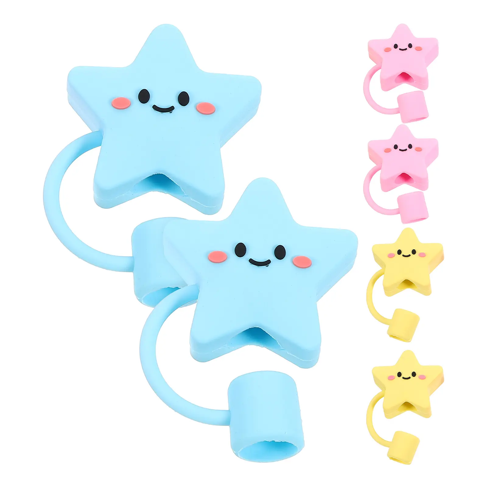 6pcs Silicone Dust Caps Splash Proof Straw Tips Covers Dirt Protection Soft Smooth Replacement Tip Covers Decorative