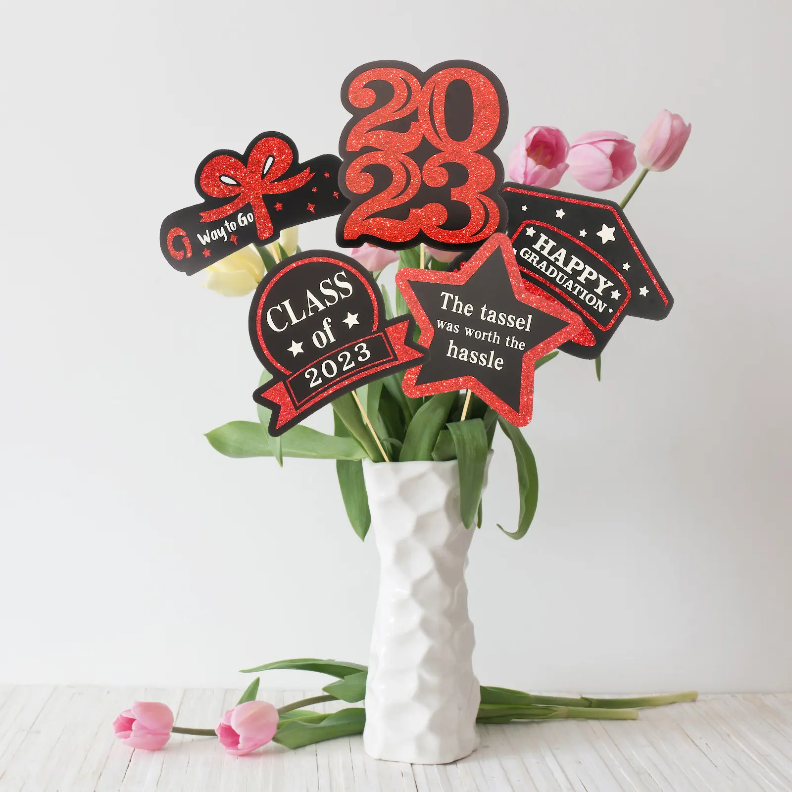 Cake Insert Graduation Decorations Flower Container Diy Cards Vase Paper Cup Centerpieces for Tables