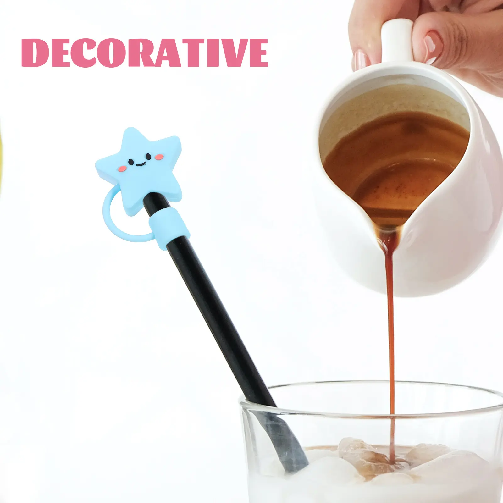 6pcs Silicone Dust Caps Splash Proof Straw Tips Covers Dirt Protection Soft Smooth Replacement Tip Covers Decorative