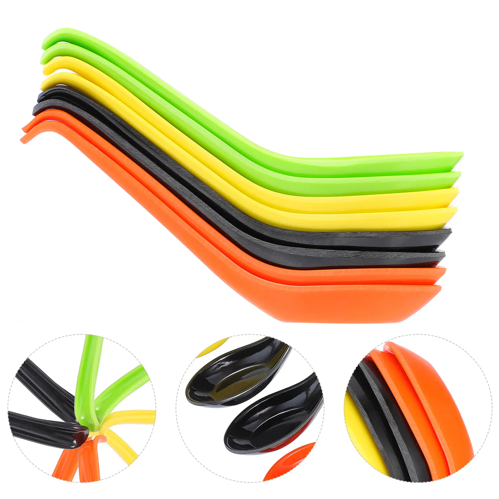8pcs Colored Melamine Spoons Creative Fruit Dessert Small Round Mixing Coffee Ice Cream Teaspoons Kitchen Serving Gifts
