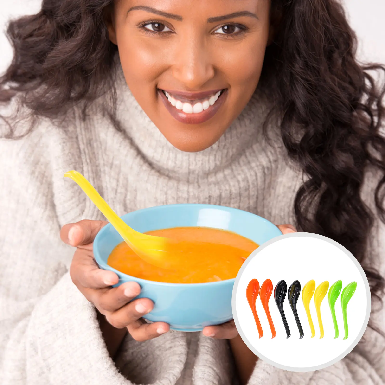 8pcs Colored Melamine Spoons Creative Fruit Dessert Small Round Mixing Coffee Ice Cream Teaspoons Kitchen Serving Gifts