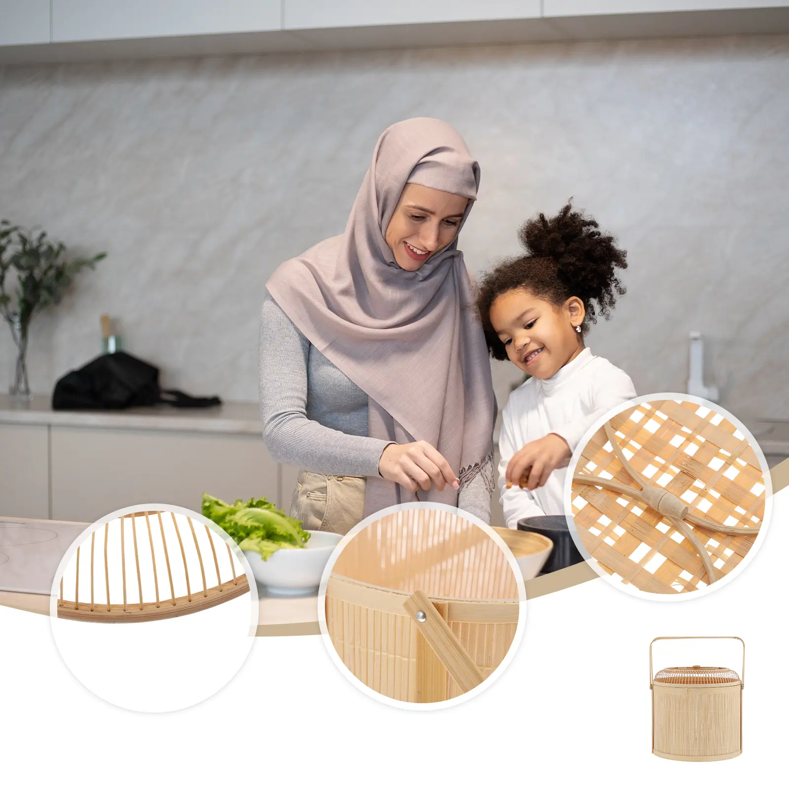 Bamboo Basket Large Woven Fruit Container H made Storage Picnic Home Decor Easy Clean Moon Cake Basket Fruits