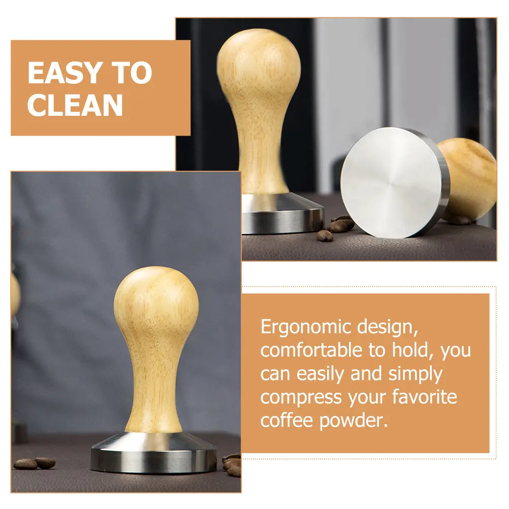 Coffee Tamper Stainless Steel Oak Wooden H Espresso Pressing Tool Powder Distributor Lightweight Kitchen Bar Utensil