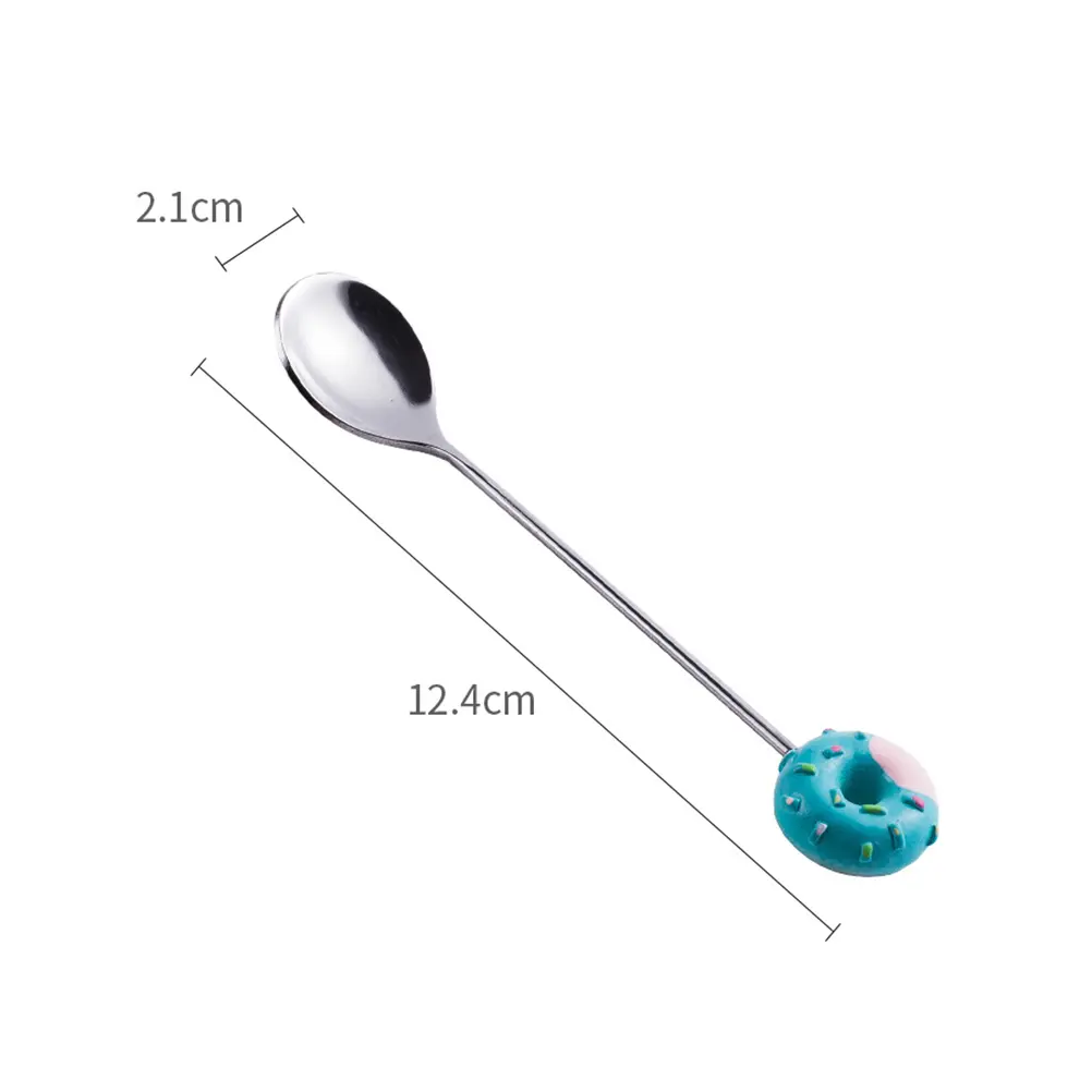 4pcs Donut Spoons Stainless Steel Dessert Ice Cream Teacup Kitchen Gadgets Home Restaurant Accessories Mini Patterns Elegant