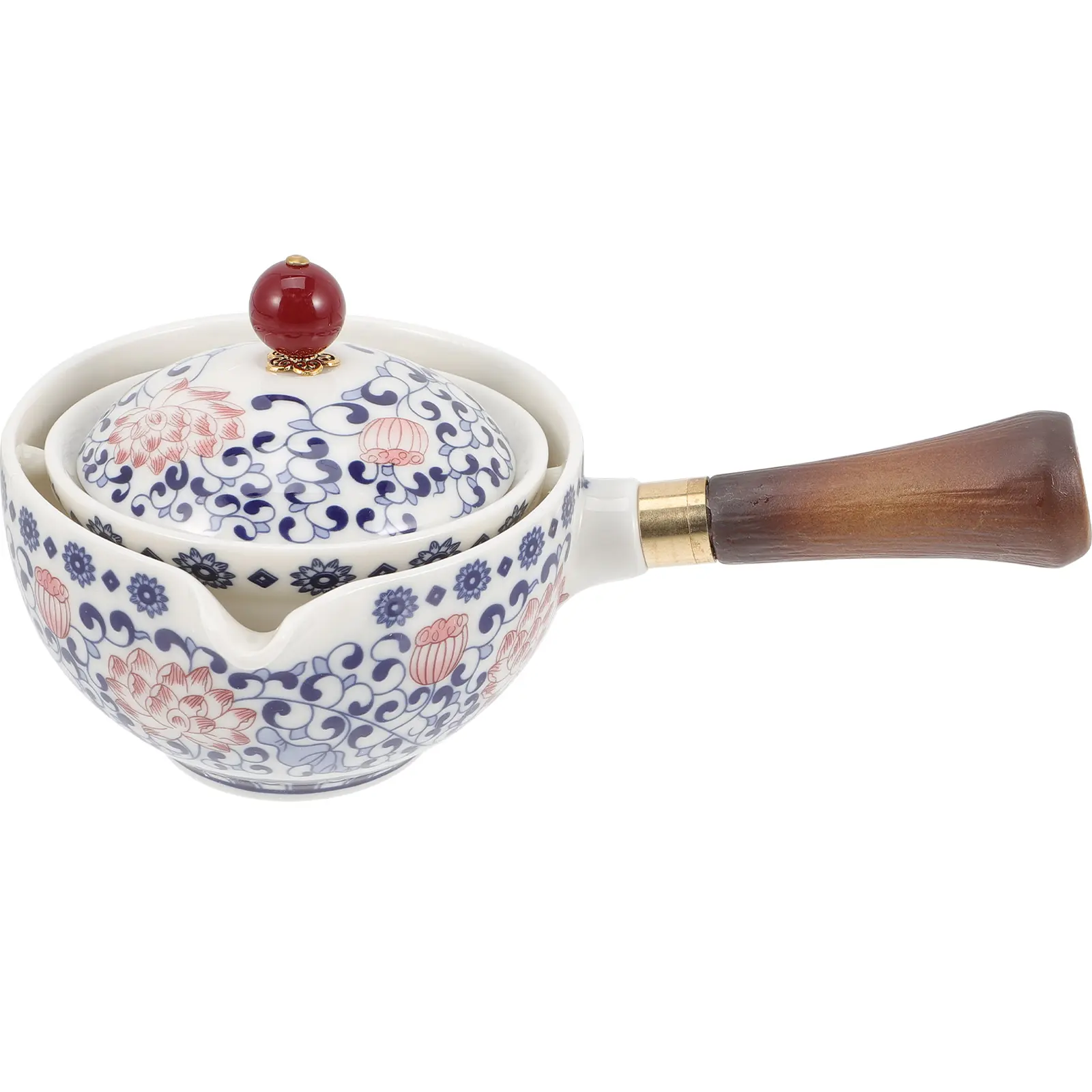 Ceramic Teapot Chinese Degree Rotation Side H Pot Practical Loose Tea Brewing Easy Cleaning Space Saving