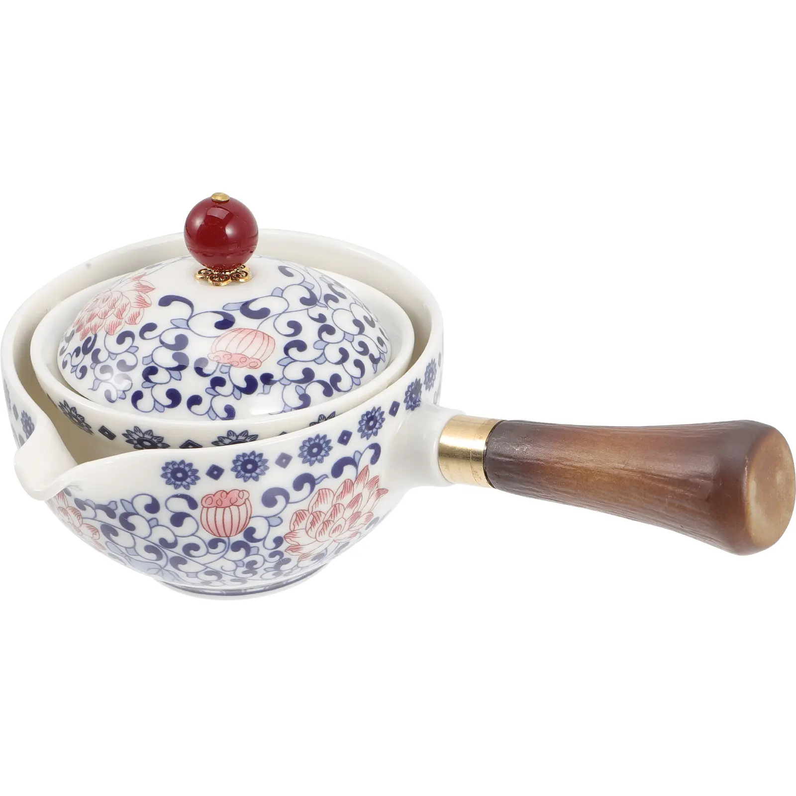 Ceramic Teapot Chinese Degree Rotation Side H Pot Practical Loose Tea Brewing Easy Cleaning Space Saving