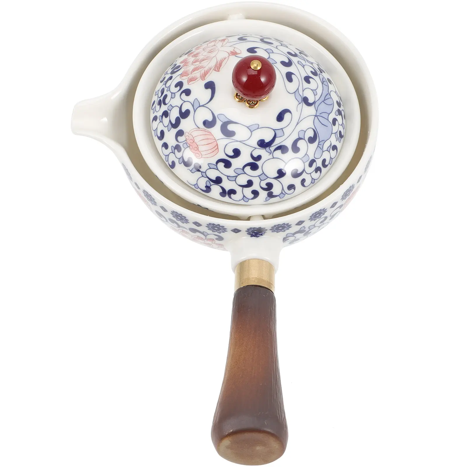 Ceramic Teapot Chinese Degree Rotation Side H Pot Practical Loose Tea Brewing Easy Cleaning Space Saving