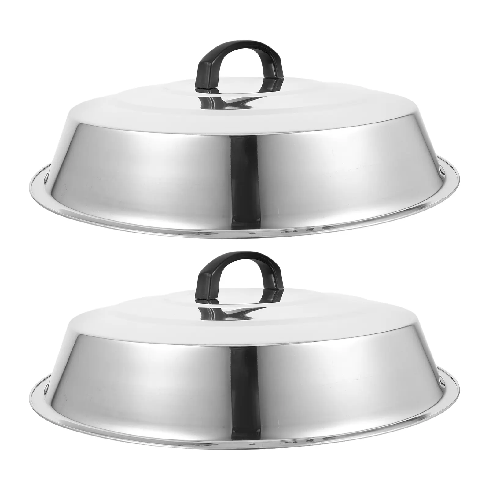 2pcs Wok Cover Griddle Dome Basting Thickened Round Large Capacity Fry Pan Lid Skillet Pot Accessories