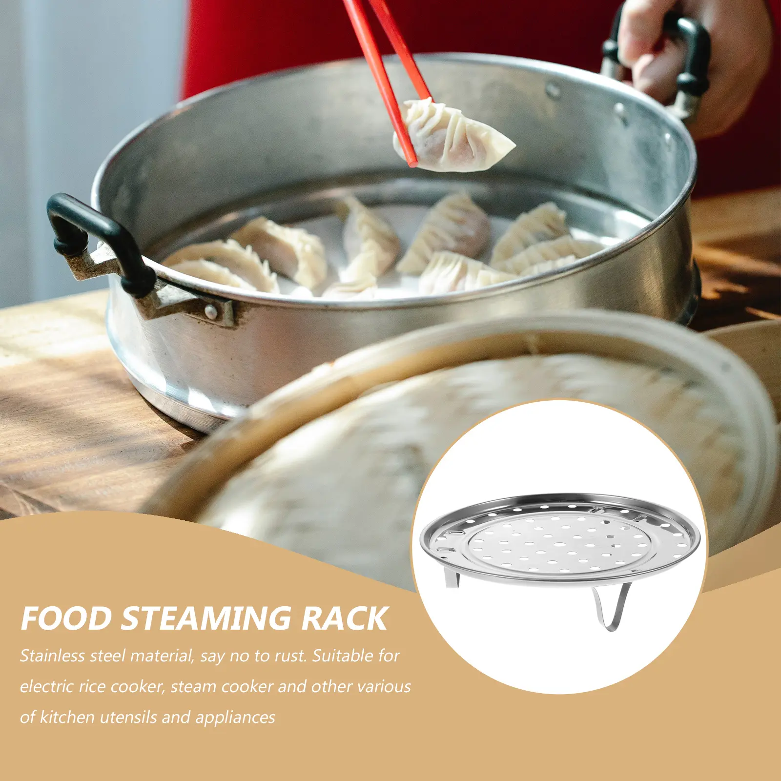 2pcs Stainless Steel Steamer Rack 20CM Thickened Even Holes Rice Cooker Steam Kitchen Appliances Heat Resistant