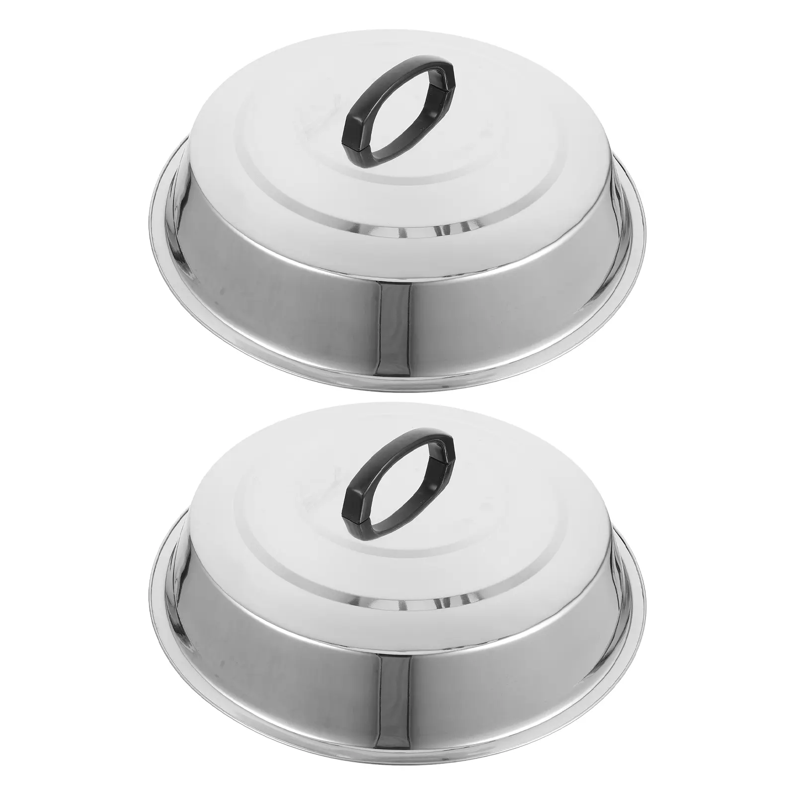 2pcs Wok Cover Griddle Dome Basting Thickened Round Large Capacity Fry Pan Lid Skillet Pot Accessories