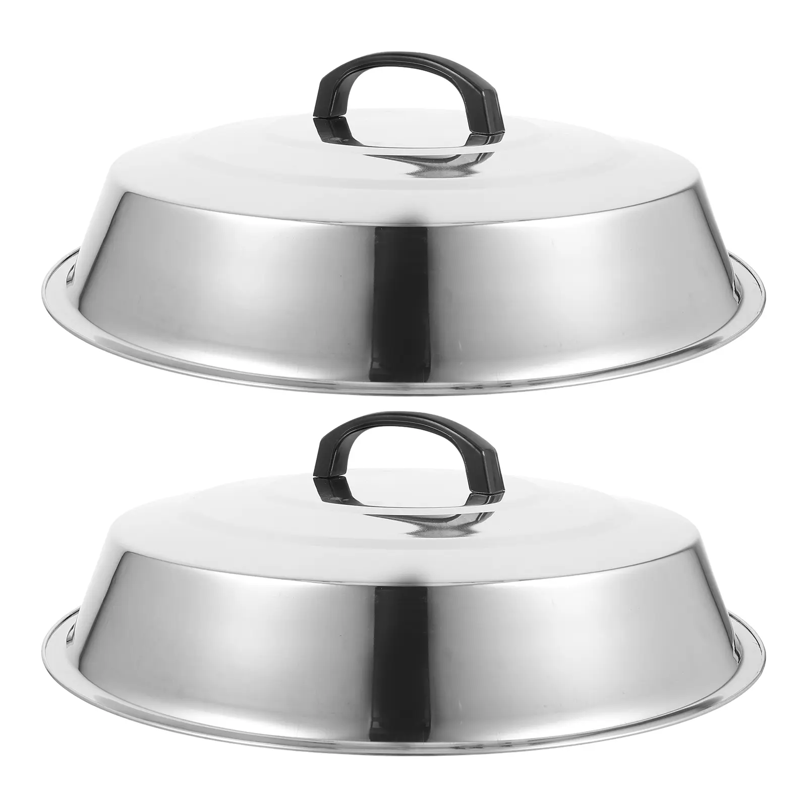 2pcs Wok Cover Griddle Dome Basting Thickened Round Large Capacity Fry Pan Lid Skillet Pot Accessories