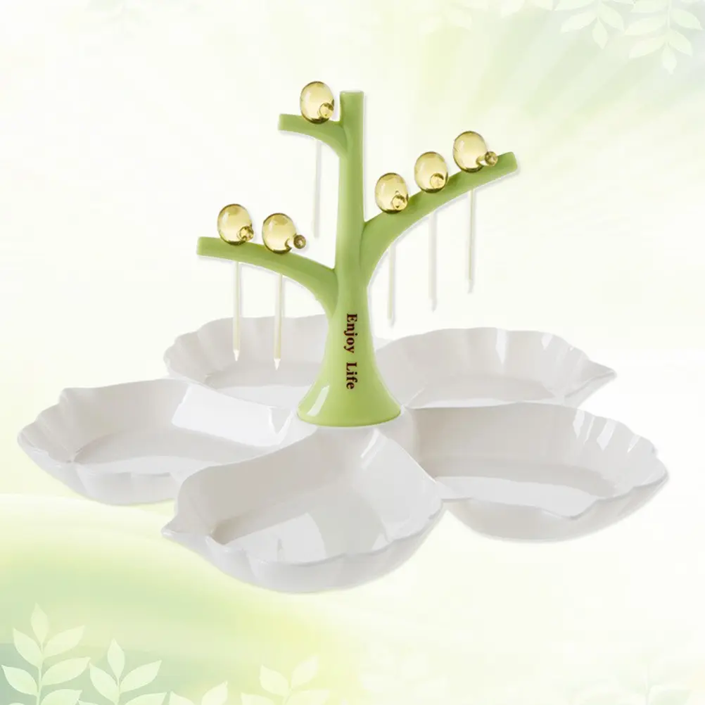 Plastic Fruit Plate St Dessert Tray Snacks Cake Washable Sturdy Hard Large Base Tree Decoration Picks Holder Charm Kitchen Bar